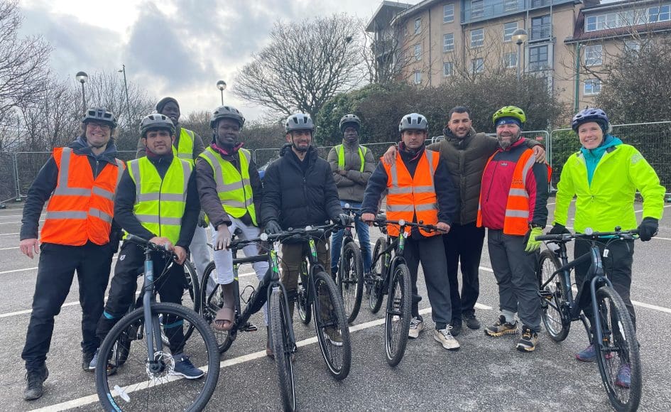 Participants and trainers at New Scots Cycling event